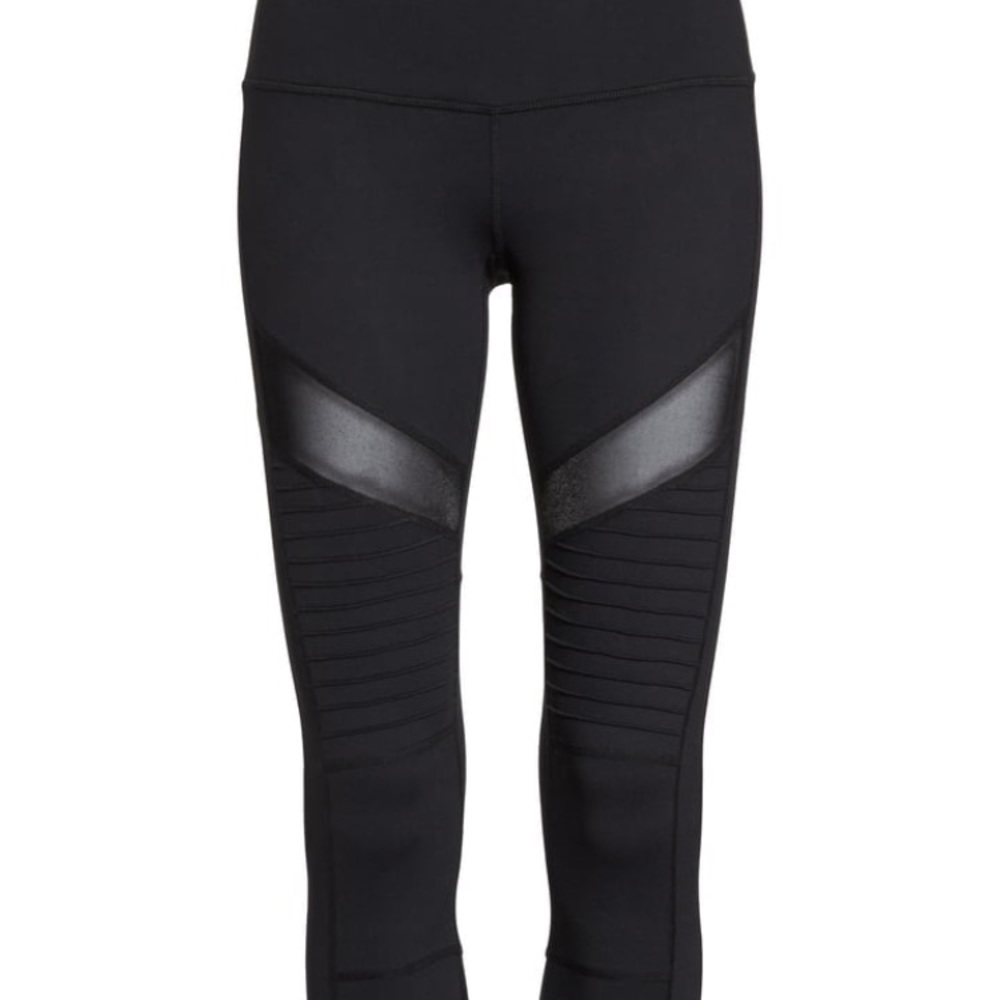 Zella black leggings with pintucks and mesh